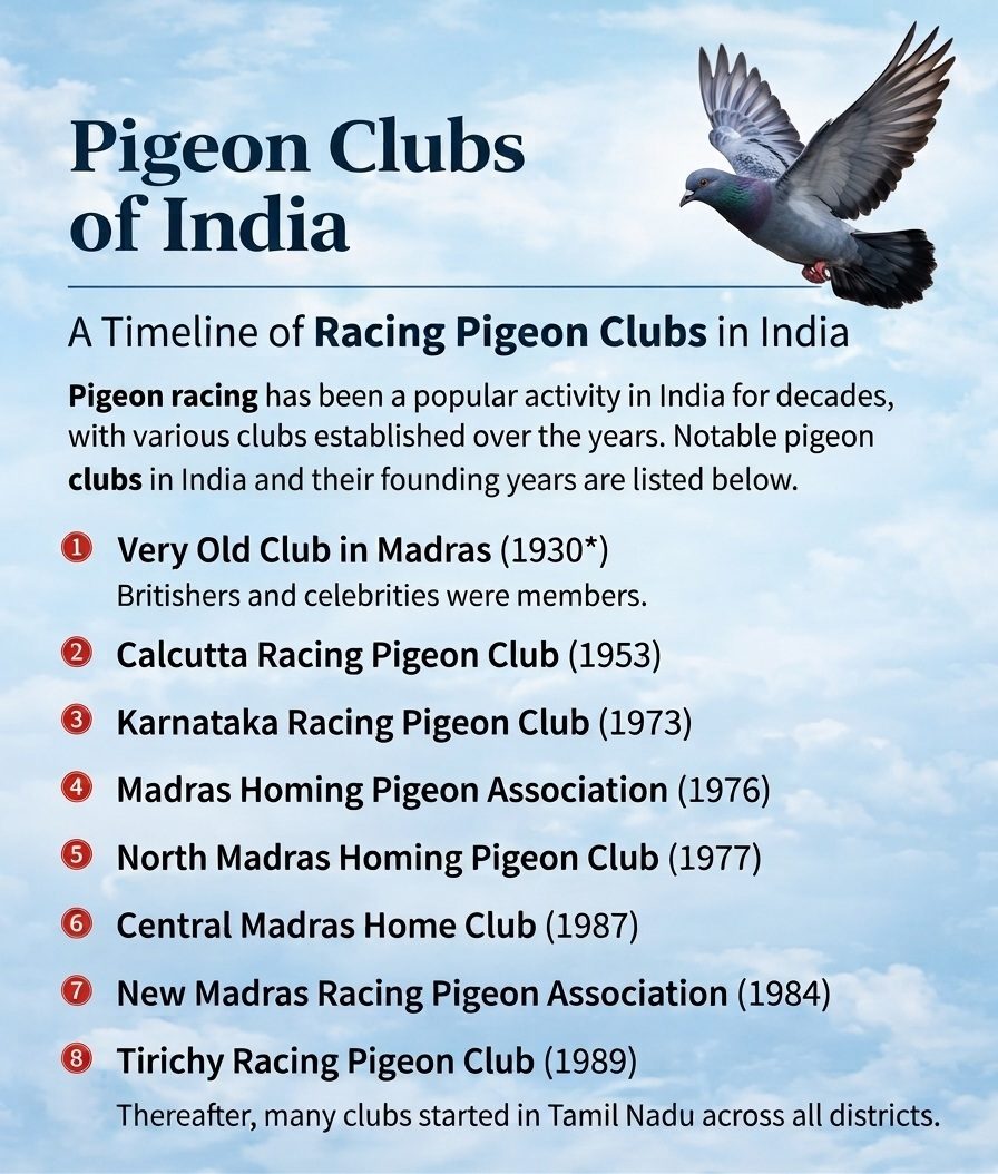 Pigeon Clubs of India - A Timeline of Racing Pigeon Clubs in India